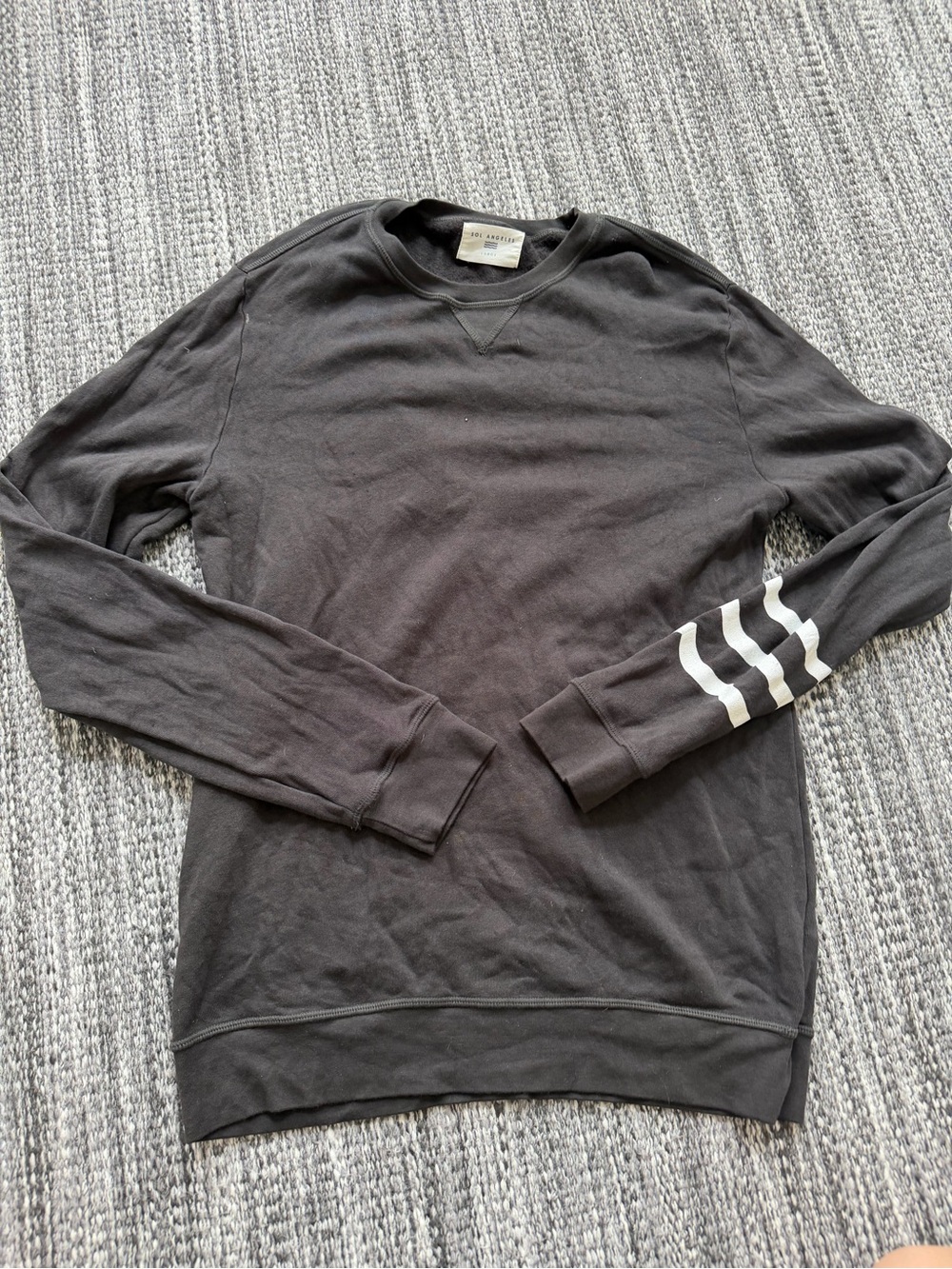 Sol Angeles Charcoal Crew Sweatshirt with White Stripes